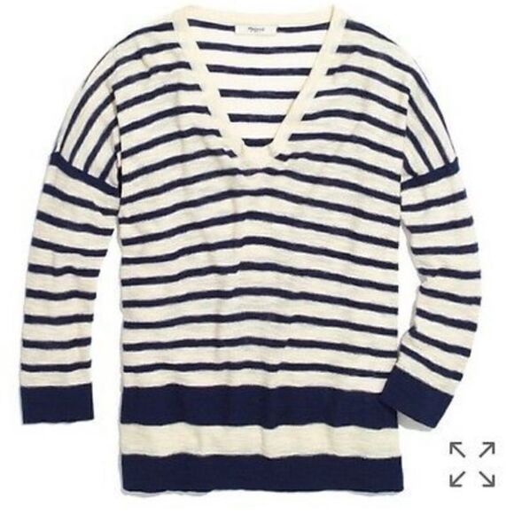 NEW Madewell Navy Striped Sweater - Picture 1 of 4